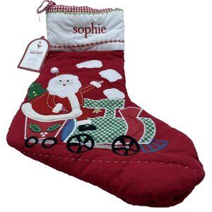 Pottery Barn Kids sophie Stocking Santa Train Christmas Holiday Xmas Quilted